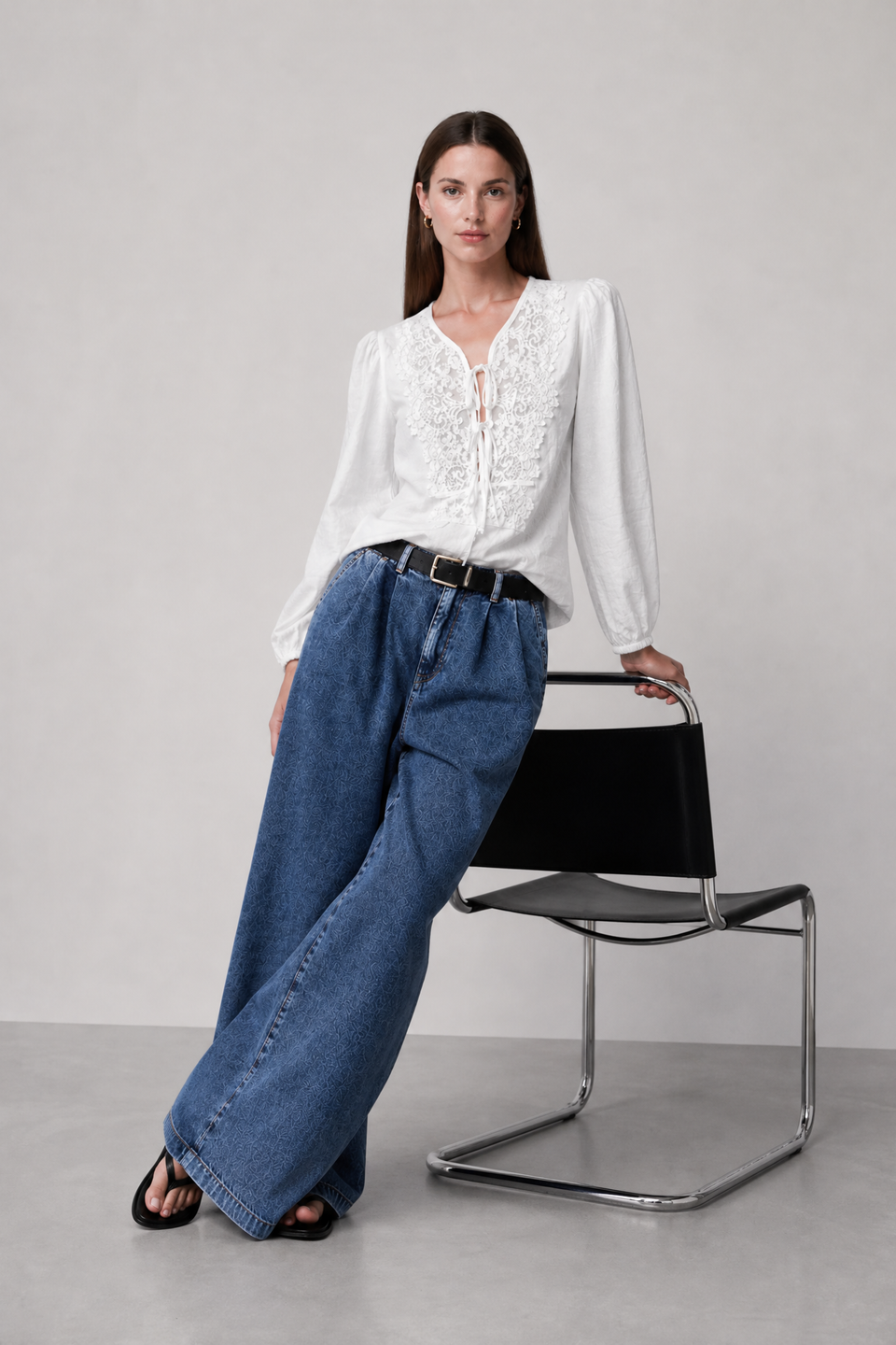Bony viscose lace blouse | Clound Dancer 2