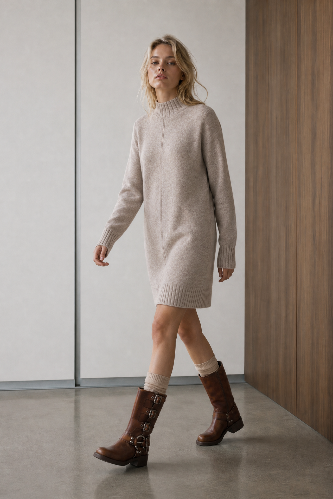 Long pullover viscose blend 2068 | Light Brown