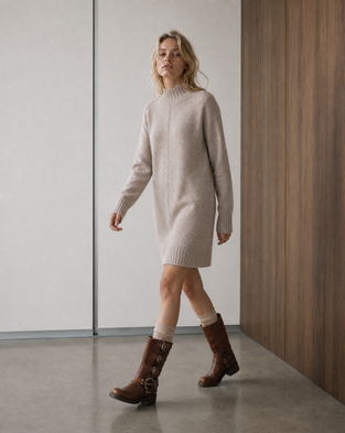 Long pullover viscose blend 2068 | Light Brown