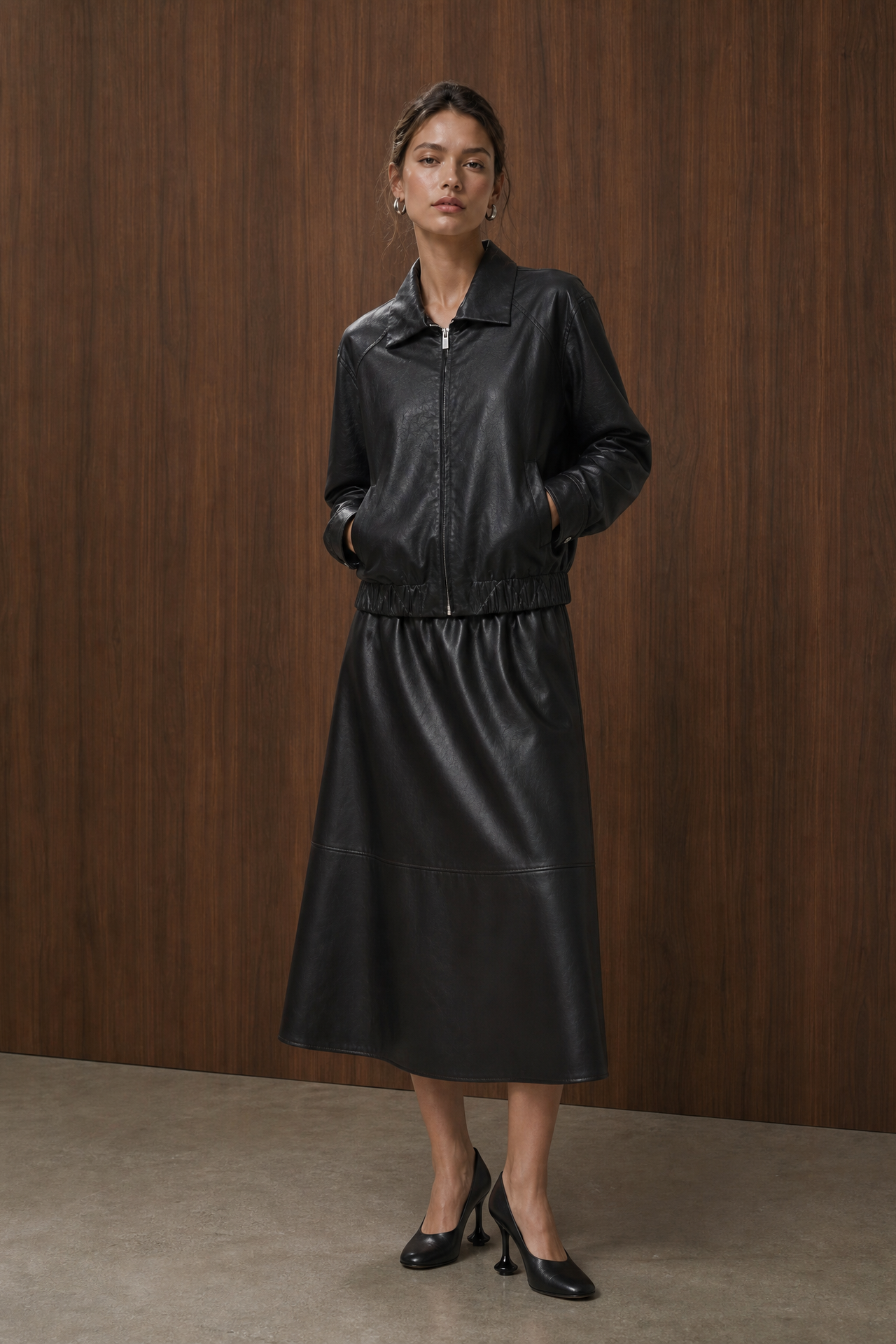 Pola eco leather bomber jacket | Black