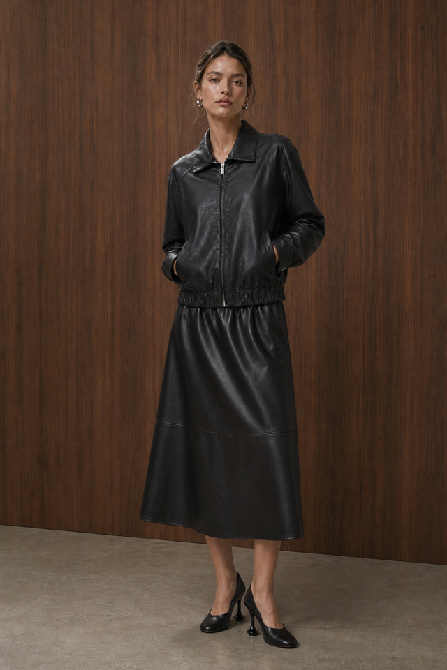 Pola eco leather bomber jacket | Black
