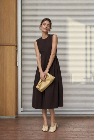 Heide dress technical jersey | Chocolate
