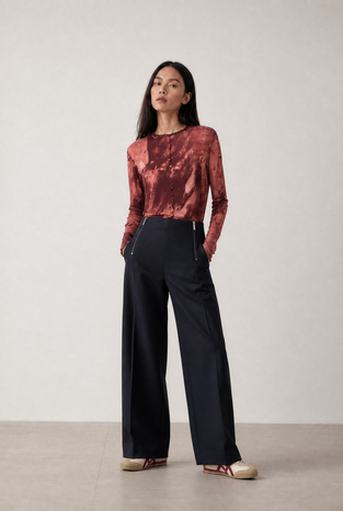 Janette allover print top | Allover Bordeaux