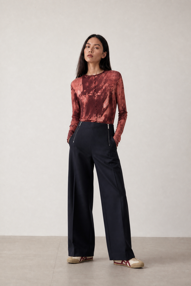Janette allover print top | Allover Bordeaux