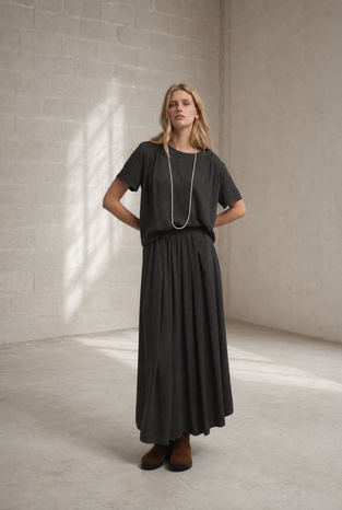 Uriele light flannel top | Dark Grey