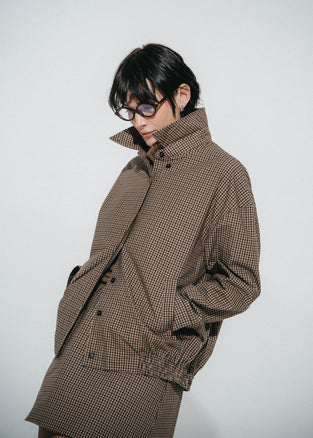 Iconic check cotton bomber jacket | Brown