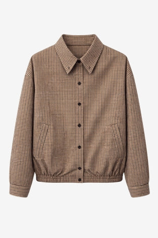 Iconic check cotton bomber jacket | Brown