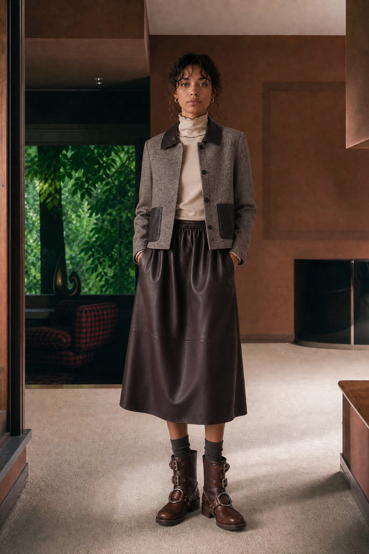 Isolde wool blend pocket blazer | Brown