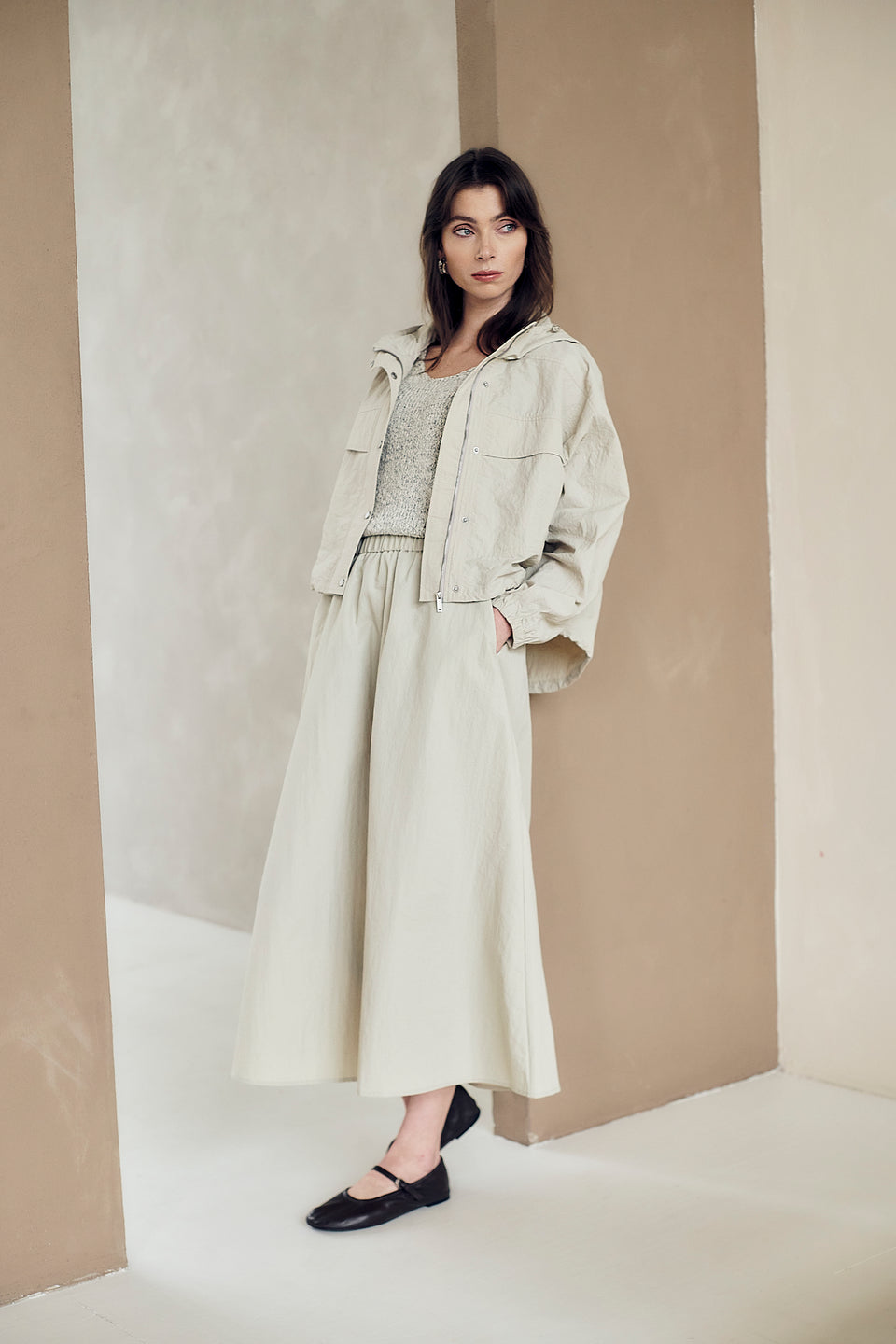 Haruna taffeta skirt | Light Grey