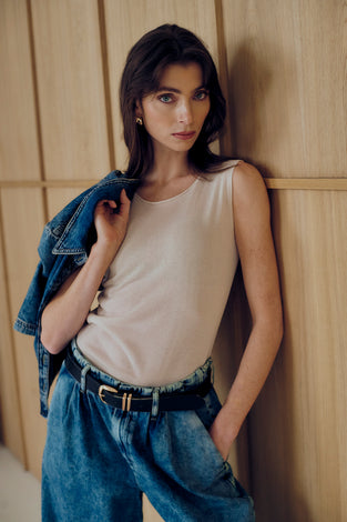 Fine Viscose Top 26061 | Gold Beige