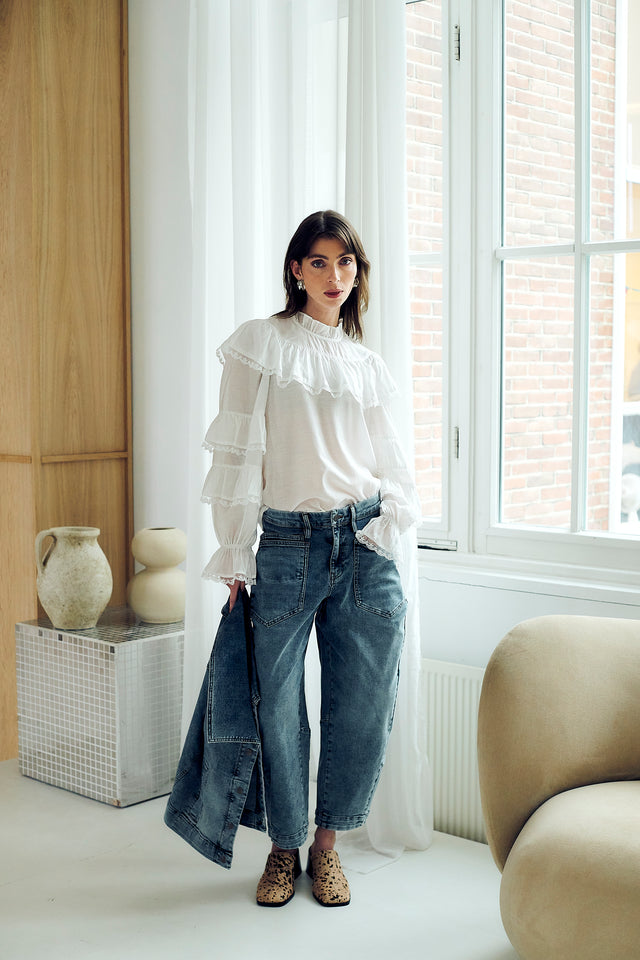 Mady viscose bohemian top | White