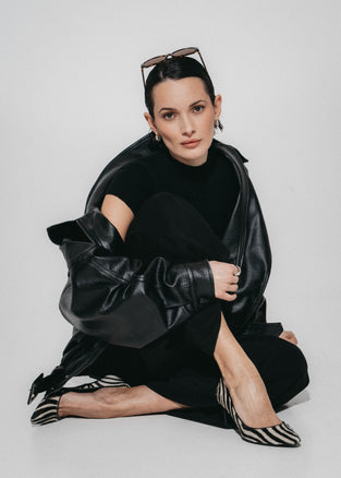 Bo eco leather oversized jacket | Black