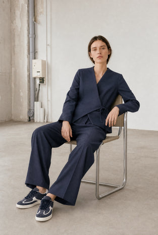 Jade fitted viscose blazer | Dark Blue