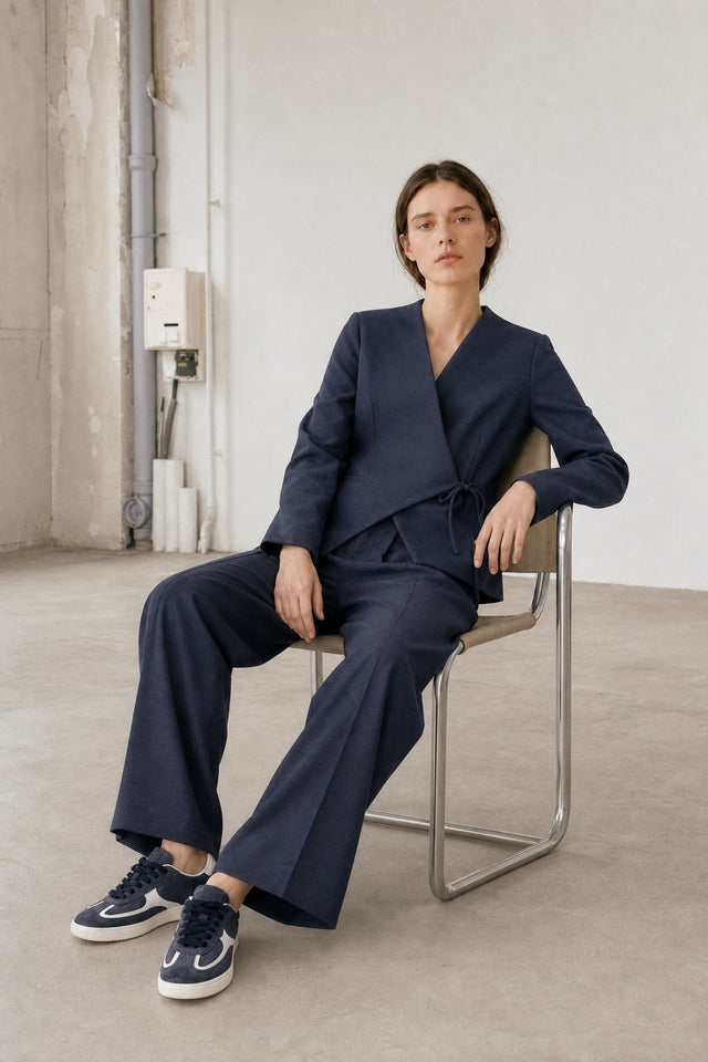 Jade fitted viscose blazer | Dark Blue