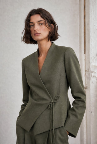 Jade fitted viscose blazer | Green Melange
