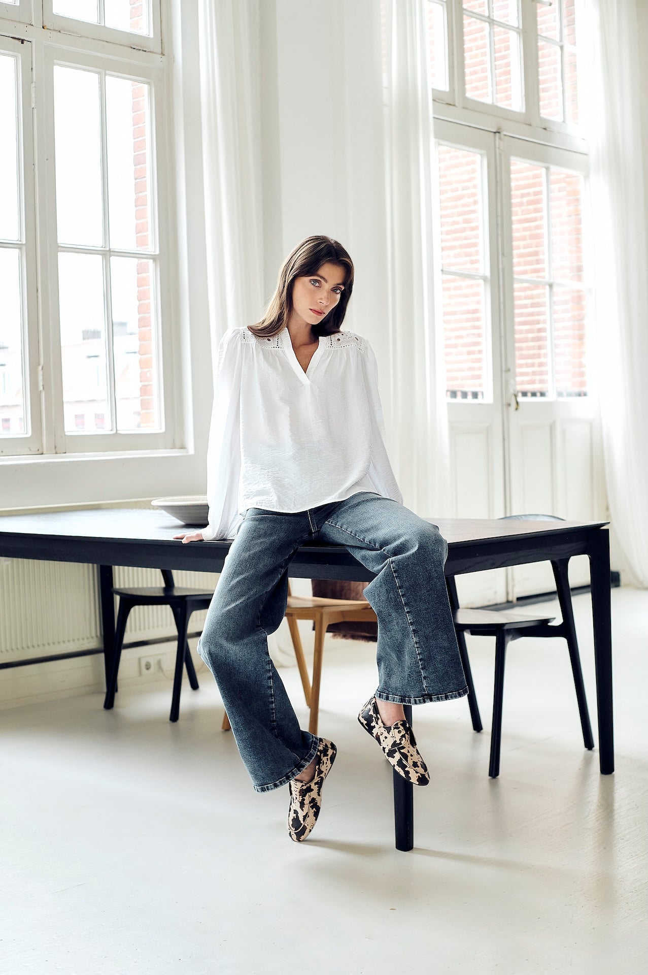 Alen viscose lace blouse | Clound Dancer 2