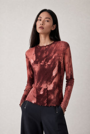 Janette allover print top | Allover Bordeaux