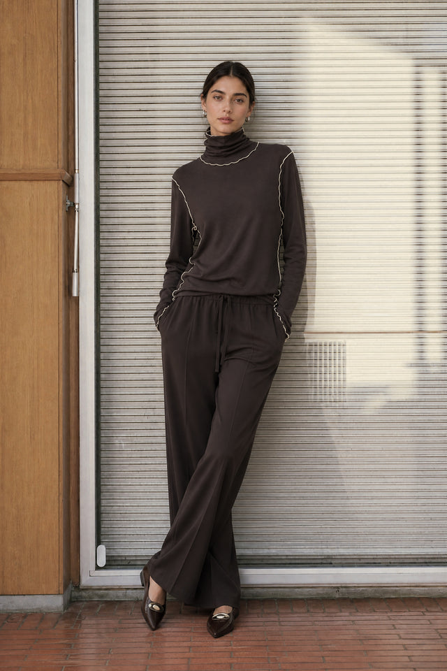 Evo wide-leg technical jersey pants | Chocolate