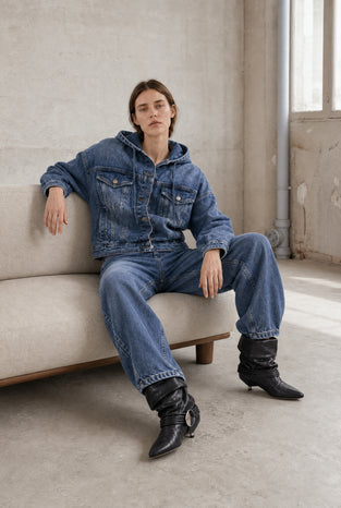 Jessie faded hood jacket | Summer Blue