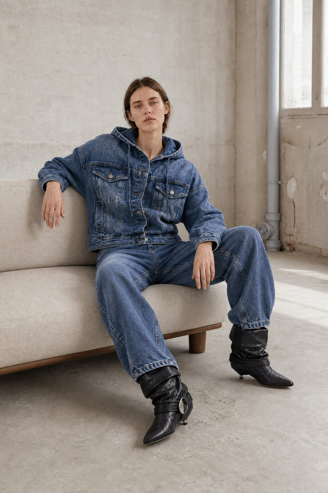 Jessie faded hood jacket | Summer Blue