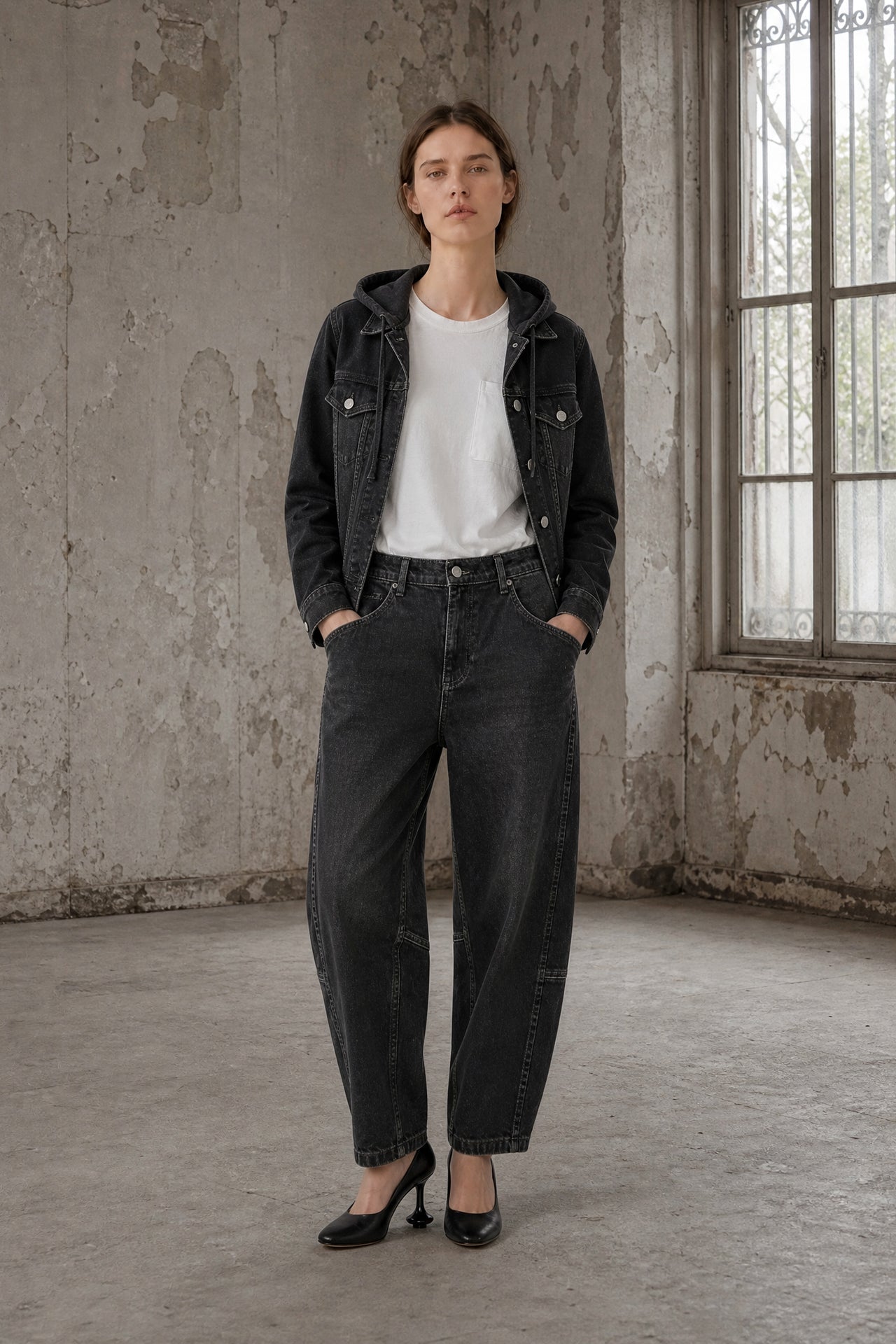 Jessie faded hood jacket | Faded Black