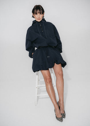 Kara cotton balloon mini skirt | Navy