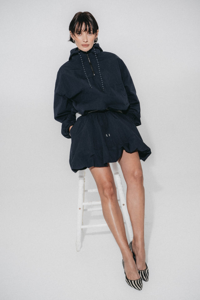 Kara cotton balloon mini skirt | Navy