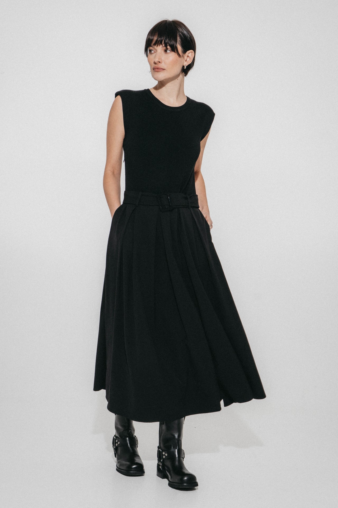 Kora viscose mix dress | Black
