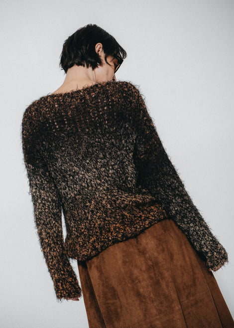 Cozy colour block pullover FA264 | Black Brown