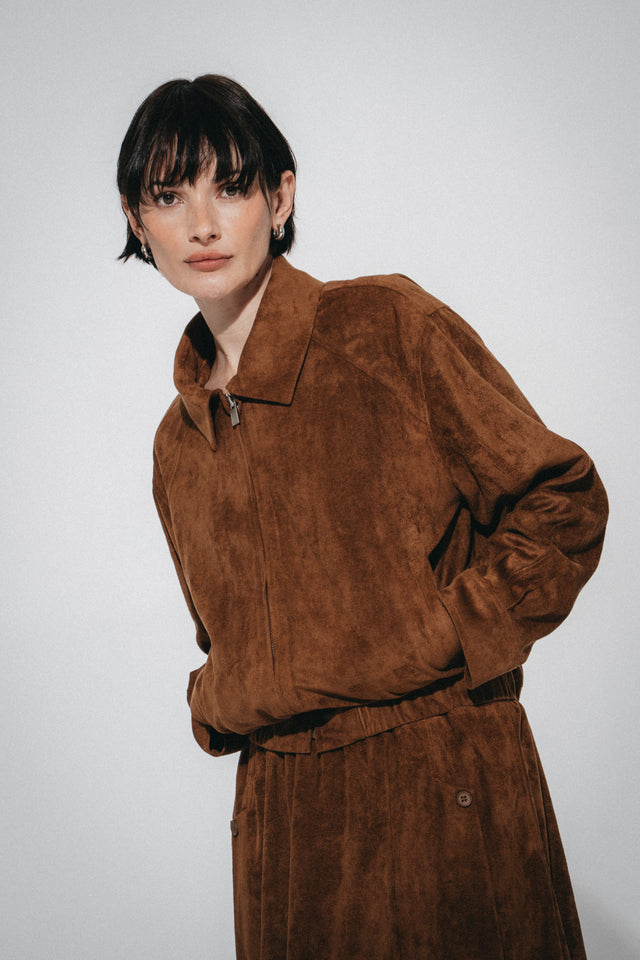 Pia suede effect bomber jacket | Ohra