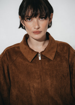 Pia suede effect bomber jacket | Ohra