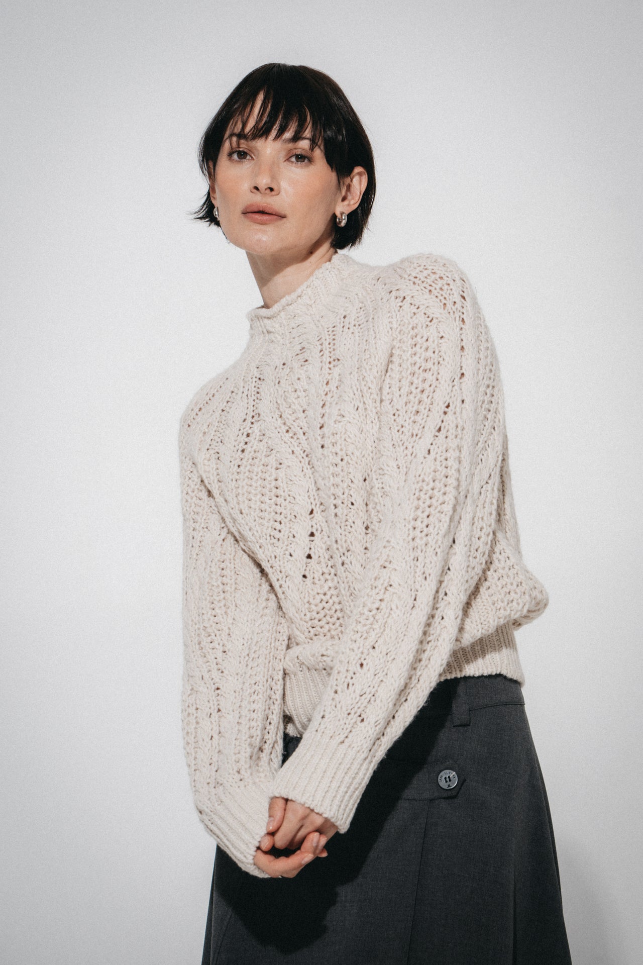 Cozy winter pullover 3094 | Ecru