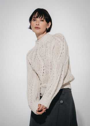 Cozy winter pullover 3094 | Ecru