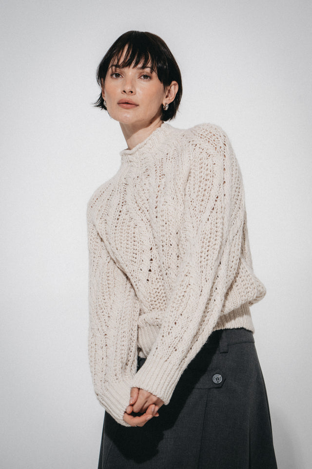Cozy winter pullover 3094 | Ecru