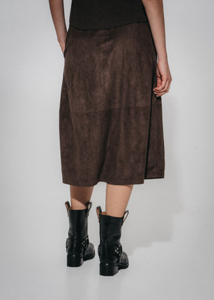 Isla suede effect skirt | Dark Brown