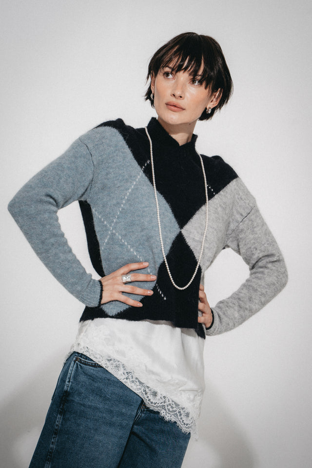Pullover rhomboid pattern 26556 | Blue