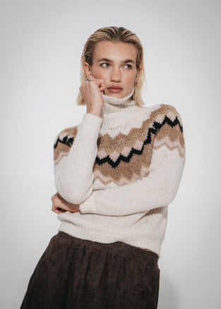 Fancy jacquard pullover 3080 | Off White