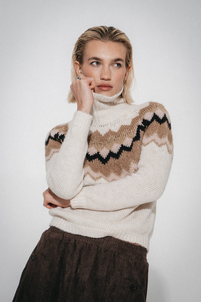Fancy jacquard pullover 3080 | Off White