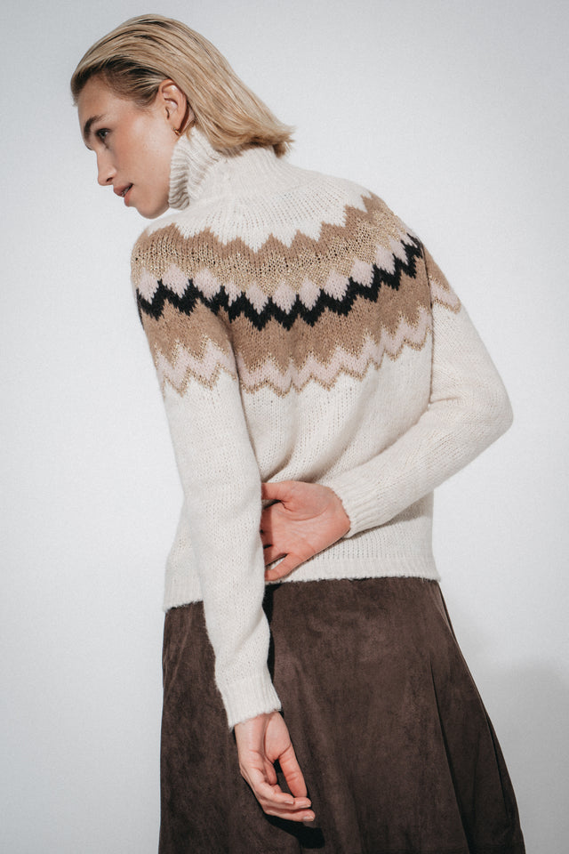 Fancy jacquard pullover 3080 | Off White