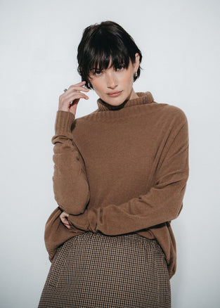 Cashmir wool polo pullover W1165 | Camel