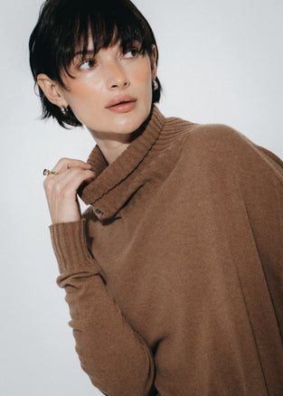 Cashmir wool polo pullover W1165 | Camel