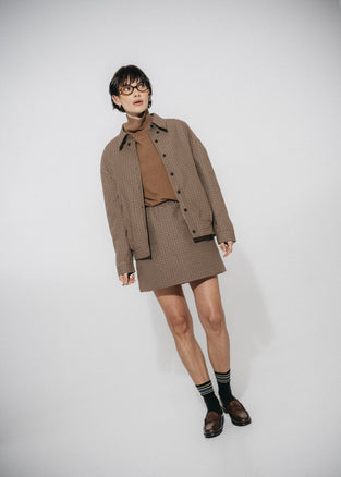 Flo check mini cottton skirt | Brown