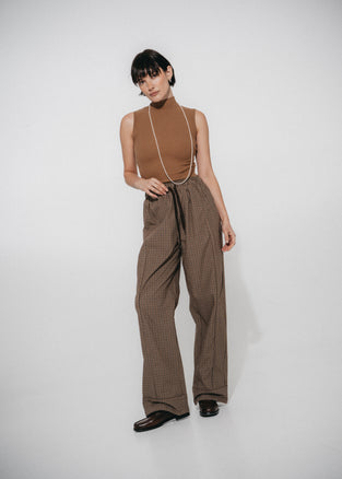 Rey check cotton pants | Brown