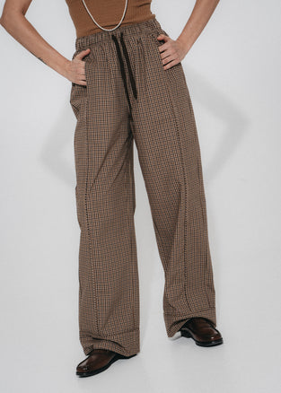 Rey check cotton pants | Brown
