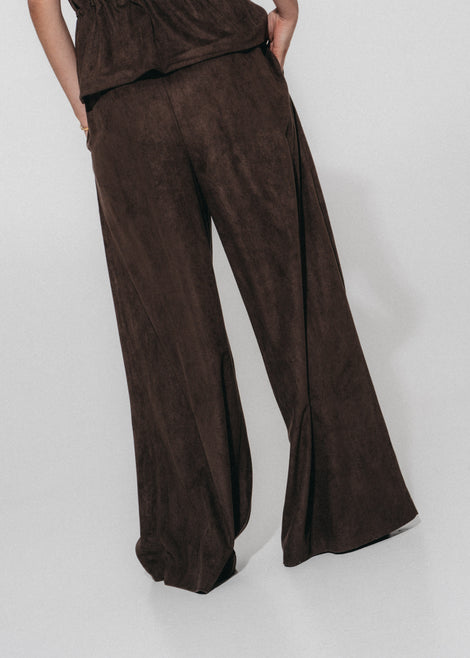 Arabel suede effect pants | Dark Brown