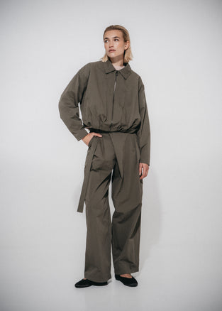 Fuel cotton pleated pants | Army