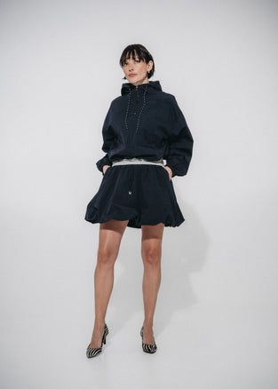 Kara cotton balloon mini skirt | Navy