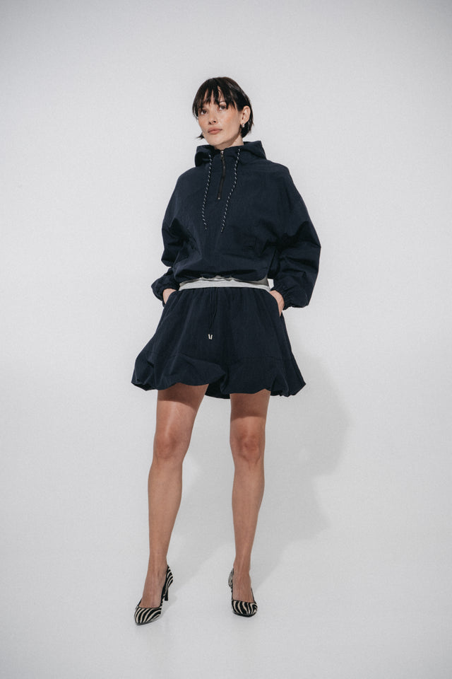 Kara cotton balloon mini skirt | Navy