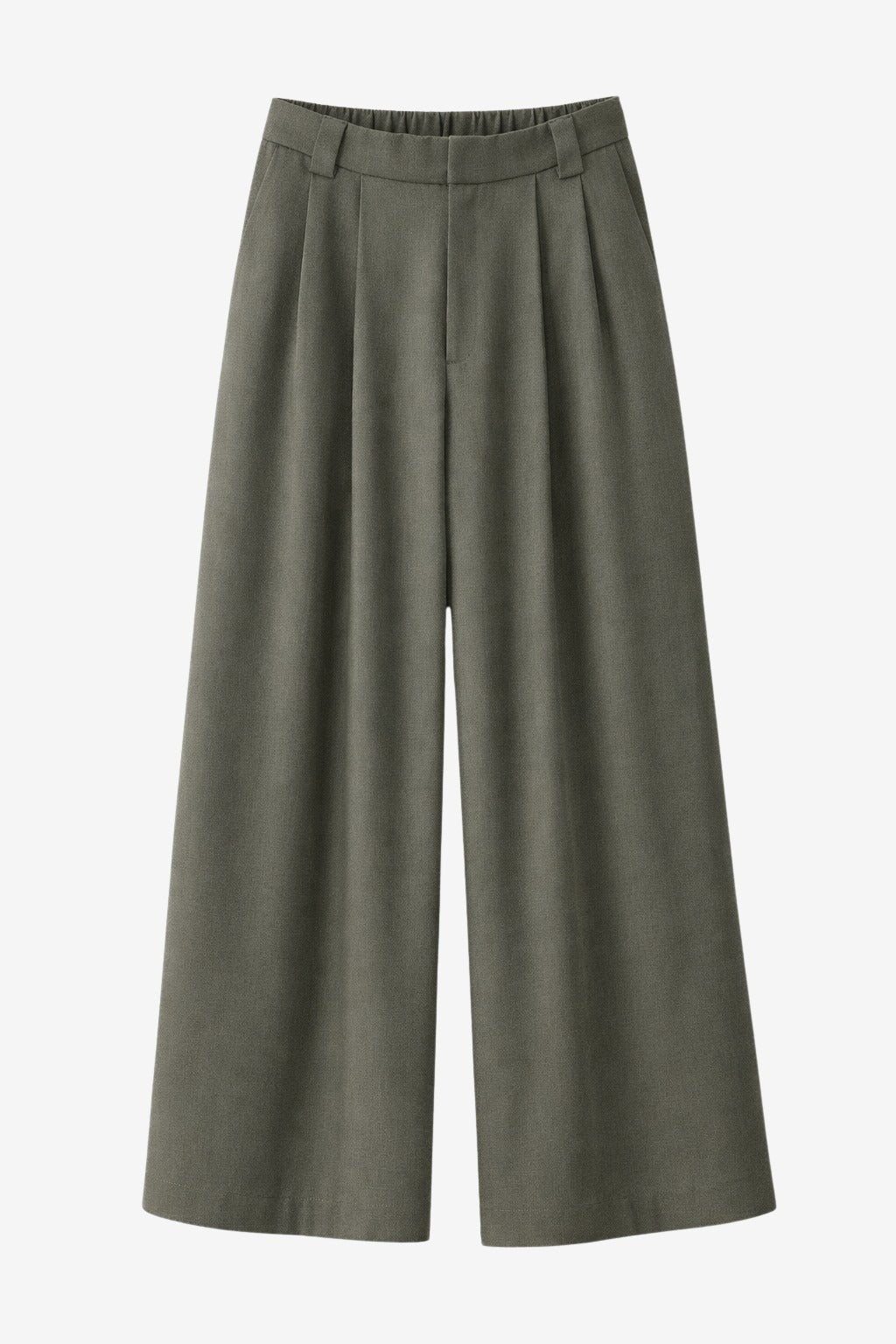 Lean wide-leg pants | Green Melange