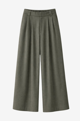 Lean wide-leg pants | Green Melange